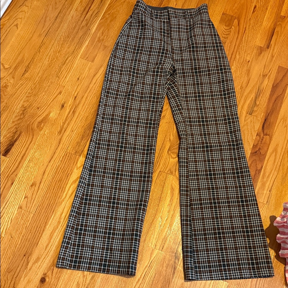 Free People Checkered Pants in Black and Brown